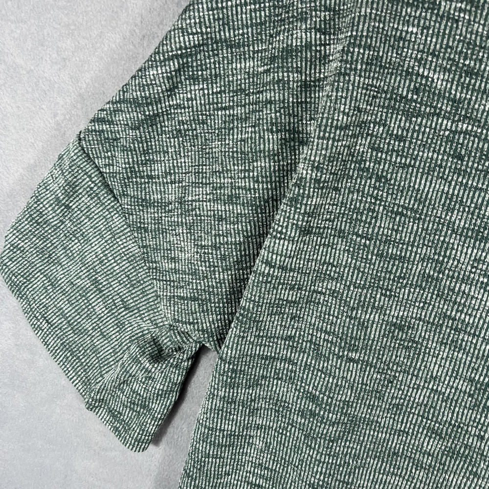 BLOOMCHIC Plus Size US 22-24 Heather Green Ribbed Knit Boat Neck 3/4 Sleeve Top - Picture 2 of 6